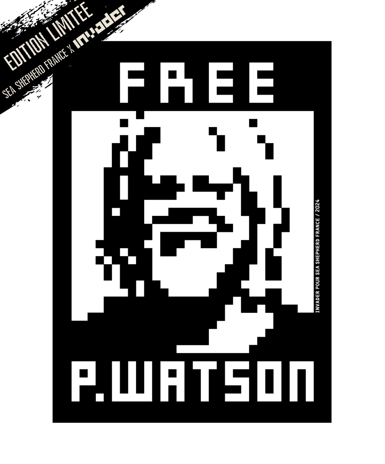 Autocollant Free Paul Watson x Invader